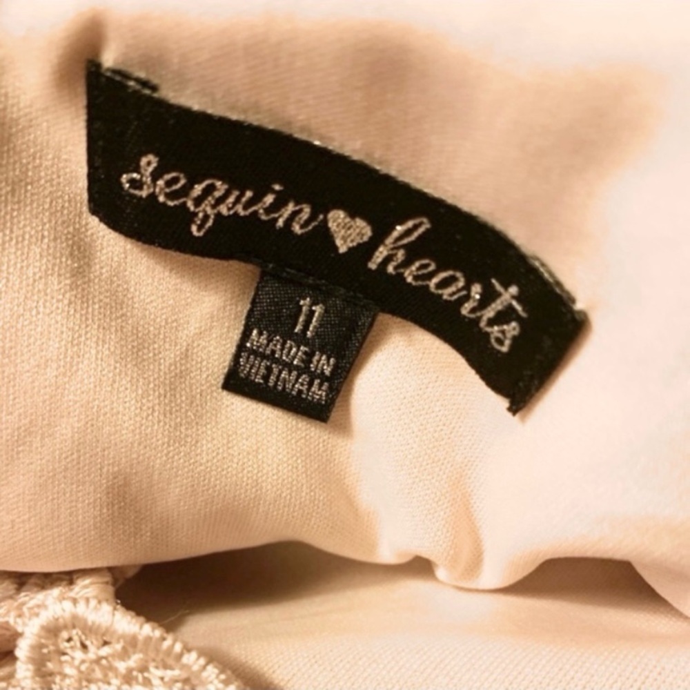Elegant Sequin Hearts Cream Formal Dress - Picture 12 of 13